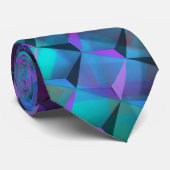 3D vierkantjes met blauw, lila tot roze of driehoe Stropdas (Opgerold)