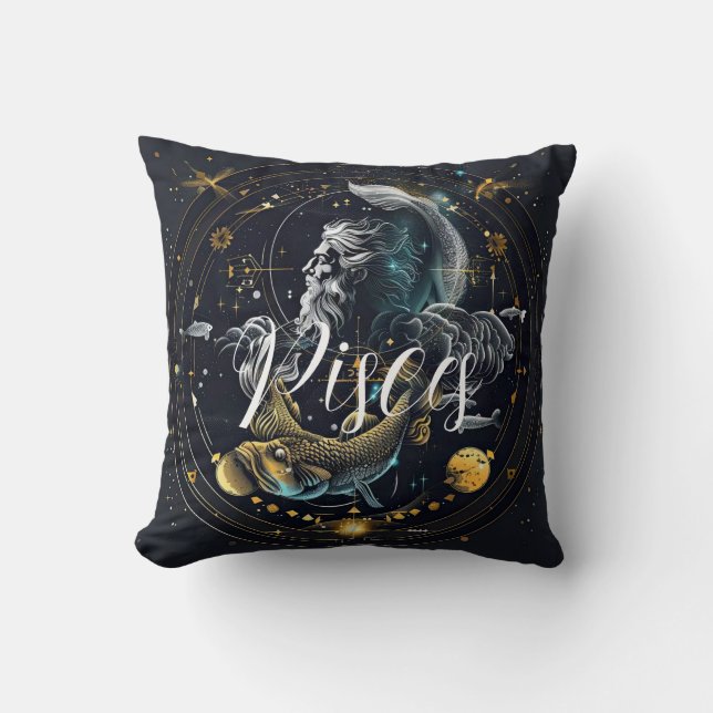 3d Vissen sterrenbeeld kaart Kussen (Voorkant)