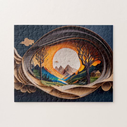 3D Visuele Bergen Art Autostereoscopie Papier Art Legpuzzel (Horizontaal)