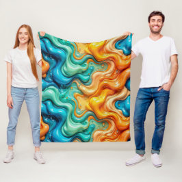 3D Vloeibare Draai Abstract Glas - Modern Psychede Fleece Deken