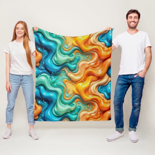 3D Vloeibare Draai Abstract Glas - Modern Psychede Fleece Deken (In situ)