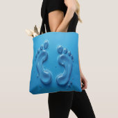 3D-voetafdruk blauwe Canvas tas (Dichtbij)