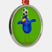 3d Vogel speelt Football (bewerkbaar) Metalen Ornament (Rechts)