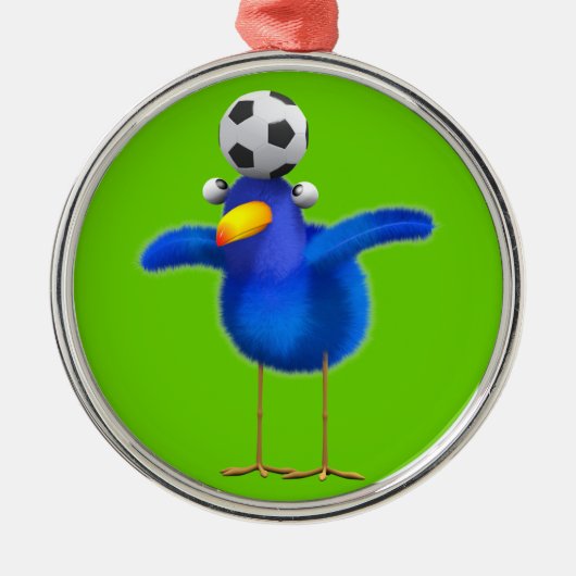 3d Vogel speelt Football (bewerkbaar) Metalen Ornament (Voorkant)