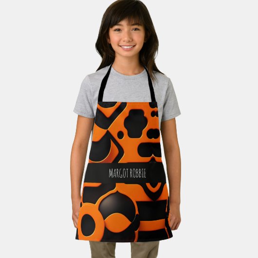 3D vormt cirkels Oranje stedelijk geometrisch patr Schort (Insitu)