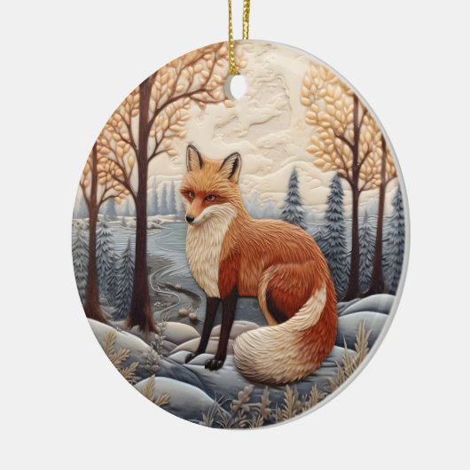 3D Vos Kerstmis Dier Keramisch Ornament (Links)