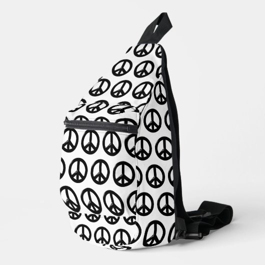 3D Vredessymbool Zwart Sling Bag (Rechterhoek)