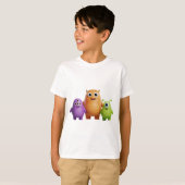 3D Vriendelijk Monster Trio T-shirt (Voorkant volledig)