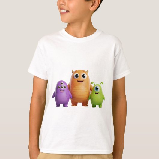 3D Vriendelijk Monster Trio T-shirt (Voorkant)
