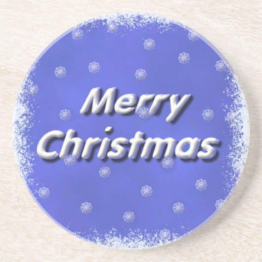 3D Vrolijke Kerstsneeuw Zandsteen Onderzetter (Voorkant)