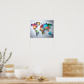 3D Wall Art Water Color Wereldkaart Poster (Keuken)