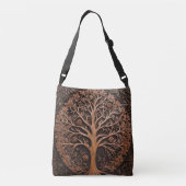 3D Warah Tree houtprint, Crossbody Tas (Achterkant)