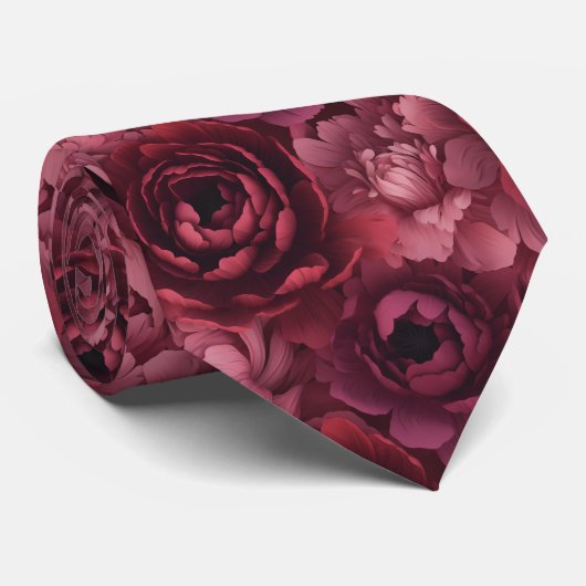 3D weelderige pioen bloeit Stropdas (Opgerold)