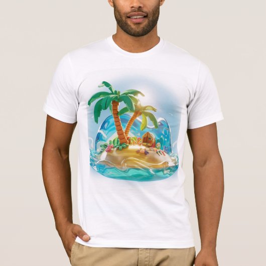 3D-weergave van een tropisch eiland in de zomer T-shirt (Voorkant)