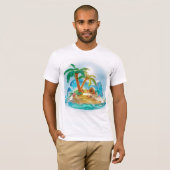 3D-weergave van een tropisch eiland in de zomer T-shirt (Voorkant volledig)