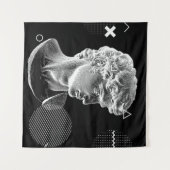 3D-weergave van Michelangelo's David-hoofd in pixe Wandkleed (Voorkant (horizontaal))