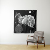 3D-weergave van Michelangelo's David-hoofd in pixe Wandkleed (In Situ (horizontaal))