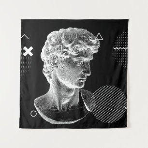 3D-weergave van Michelangelo's David-hoofd in pixe Wandkleed