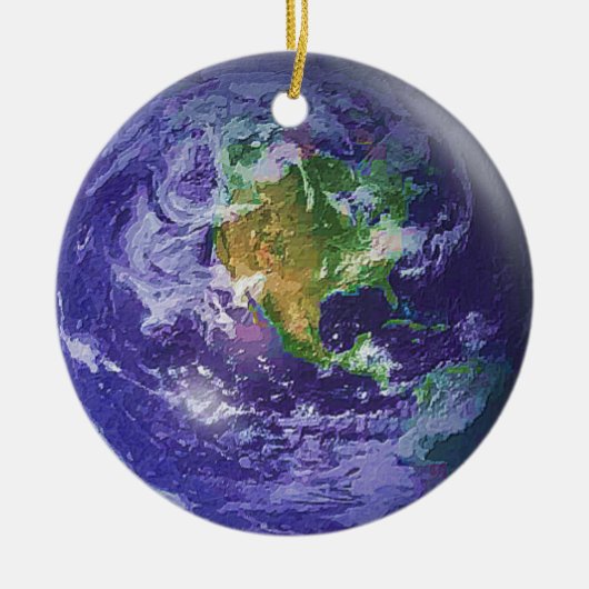 3D Wereldbol Earth Day Keramisch Ornament (Voorkant)