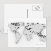 3D-Wereldkaart, computergegenereerd afbeelding Briefkaart (Voorkant / Achterkant)