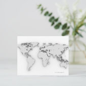 3D-Wereldkaart, computergegenereerd afbeelding Briefkaart (Staand voorkant)