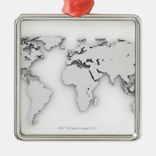 3D-Wereldkaart, computergegenereerd afbeelding Metalen Ornament