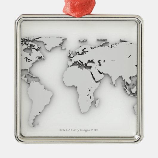 3D-Wereldkaart, computergegenereerd afbeelding Metalen Ornament (Voorkant)