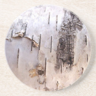 3D White Birch Bark Zandsteen Onderzetter