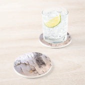 3D White Birch Bark Zandsteen Onderzetter (Zijkant)
