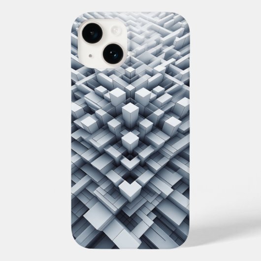 3D White Geometric Block Phone Case Abstract Cube (Achterkant)