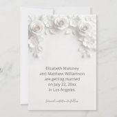 3D White Roses Save The Date Card (Achterkant)