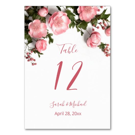 3D Wilde Rozen Witte Bruiloft Kaart (Voorkant)