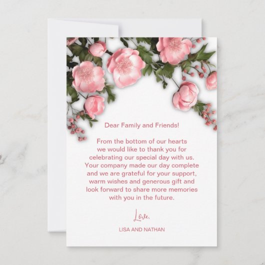 3D Wildflowers Roses Bedankkaart (Achterkant)