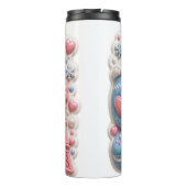 3D Winter Frankrijk Eiffeltoren Macarons Puffy Thermosbeker (Achterkant)