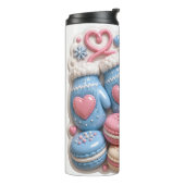 3D Winter Frankrijk Eiffeltoren Macarons Puffy Thermosbeker (Gedraaid links)