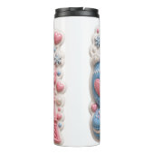 3D Winter Frankrijk Eiffeltoren Macarons Puffy Thermosbeker (Achterkant)