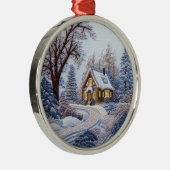 3D Winter House Kerstmis Metalen Ornament (Rechts)