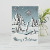 3D Winter Scene Kerst Kaart met Rendieren (Staand voorkant)