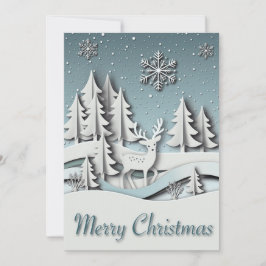 3D Winter Scene Kerst Kaart met Rendieren