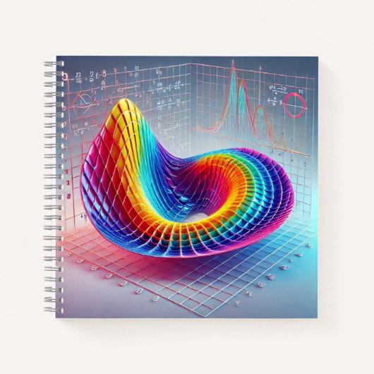 3D Wiskunde Oppervlak Boekomslag Abstracte Calculu Notitieboek (Voorkant)