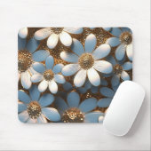 3D Wit en Goud Daisy Muismat (Met muis)
