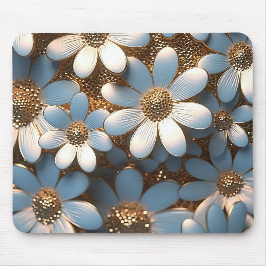3D Wit en Goud Daisy Muismat (Voorkant)