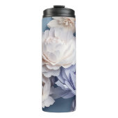 3D Wit Roze Bloemen 20 oz Tumbler Thermosbeker (Voorkant)