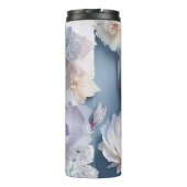 3D Wit Roze Bloemen 20 oz Tumbler Thermosbeker (Achterkant)