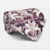 3D wit roze paarse lelies Stropdas (Opgerold)