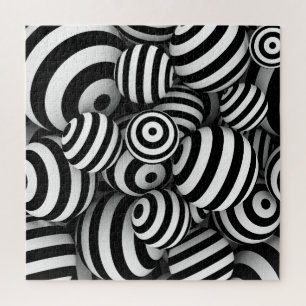 3D witte ballen zwarte lijnen Legpuzzel