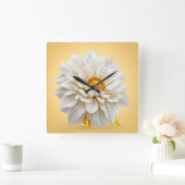 🤍 3D Witte Bloem Elegante Decoratie Vierkante Klok (Huis)