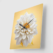 🤍 3D Witte Bloem Elegante Decoratie Vierkante Klok (Hoek)