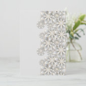 3D witte bloemen Kaart (Staand voorkant)