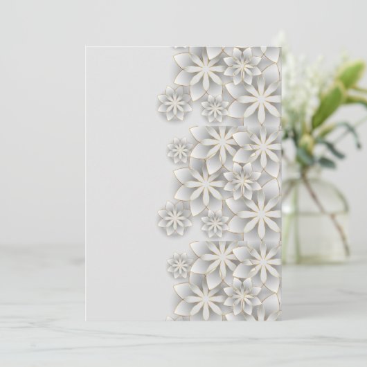 3D witte bloemen Kaart (Staand voorkant)